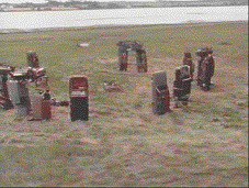 A stonehenge of car wrecks